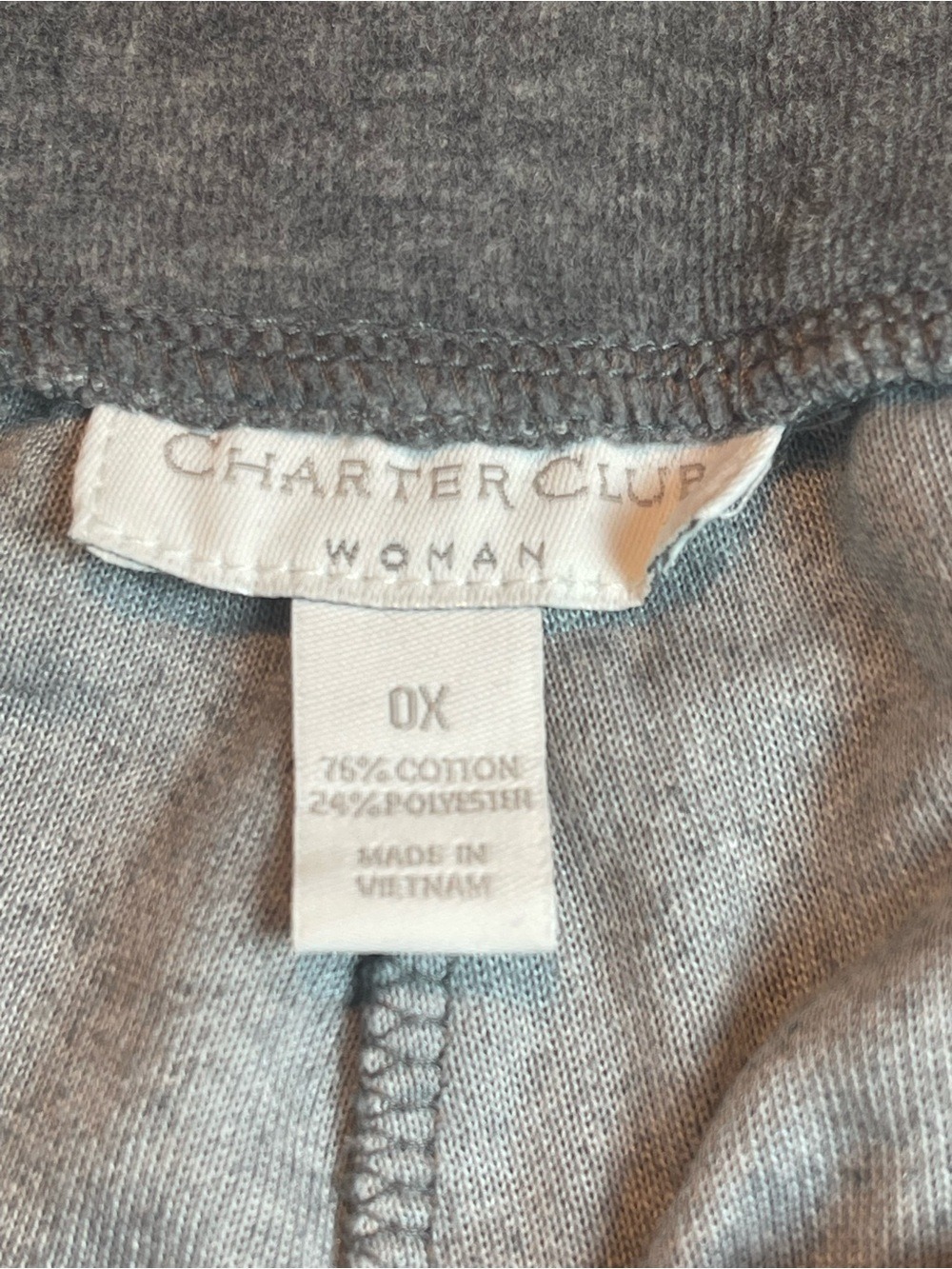 Charter Club Women Grey Velour Plush Lounge Pants Size 0X Cozy Casual NWT - Picture 7 of 10